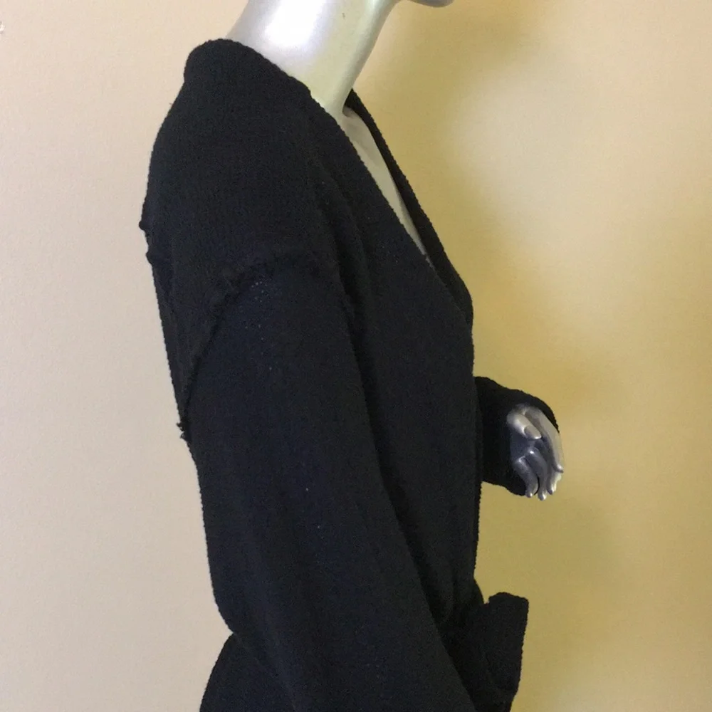 FREE PEOPLE BEACH | Black Cotton Belted Duster Cardigan Sweater
